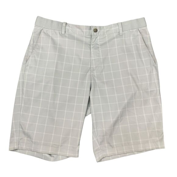 Puma Short Mens 36 Grey Plaid Golf Chino Flex Comfort Waistband Active Golfer - Picture 1 of 14